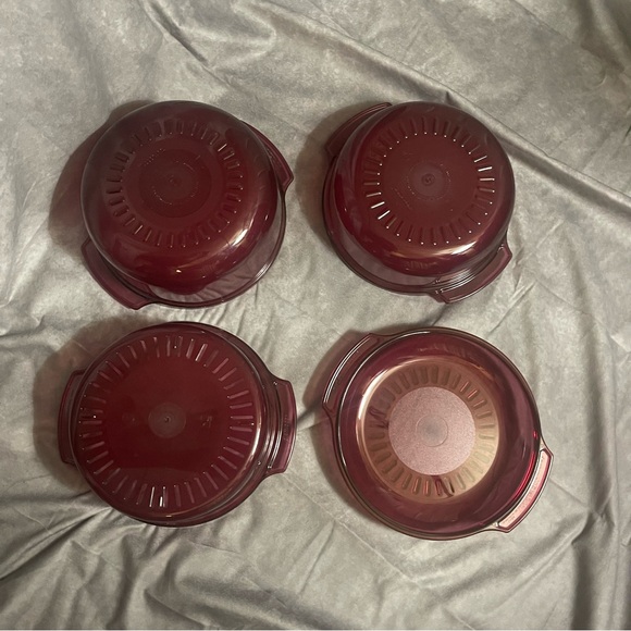Tupperware Tupperwave 6 Pc Set + 2 Cookbooks Microwave Stack Cooker Cranberry - Picture 4 of 9